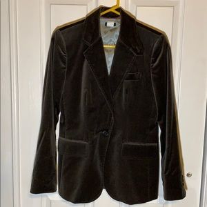 J Crew Long one-button velvet blazer